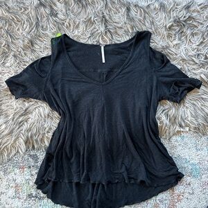 Free People Black Short Sleeve Top